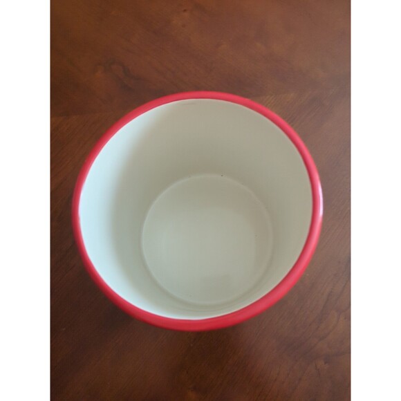 The Pioneer Woman White Linen Red Edge Stoneware Crock Utensil Holder New - Picture 9 of 11